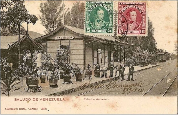 Postal de la estación de Antímano, 1910